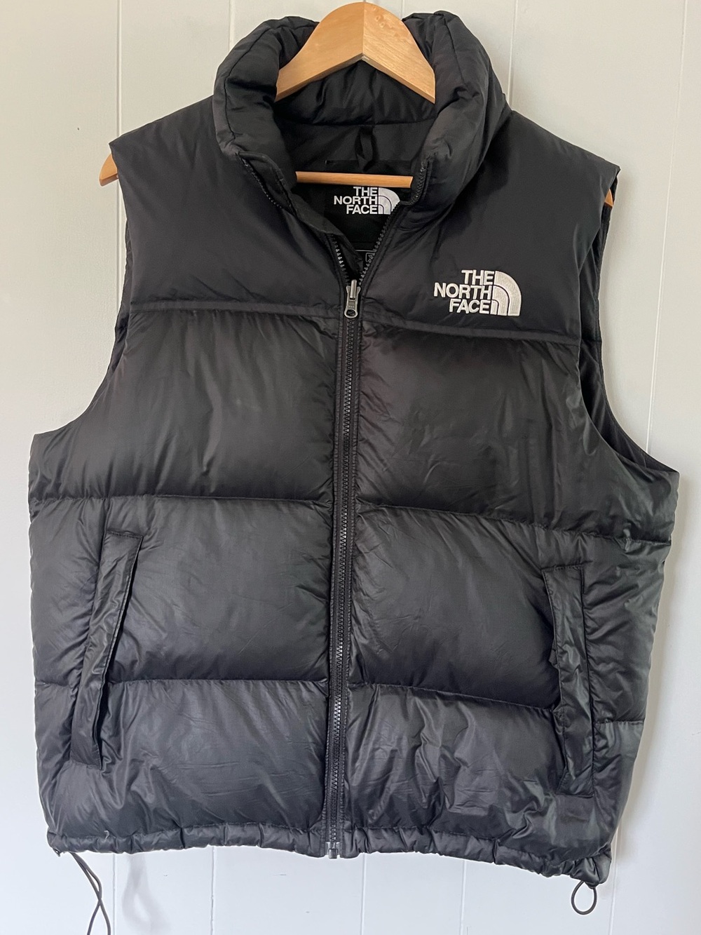 The North Face 1996 Retro Nuptse Vest Black Nylon Puffer Down Fill 700 Hood